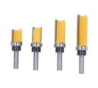 4Pcs Flush Trim Router Bit Set, 8mm Round Shank Trimming Cutting Cutter Tool for DIY Woodworking, Professional Grade C45 Steel Router Bits with Storage Box for Precision Wood Proje