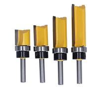 4Pcs Flush Trim Router Bit, Straight Pattern Bearing Milling Cutter with 1/4in Shank and 19mm Blade Diameter for Woodworking, Includes Storage Box for CNC and Handheld
