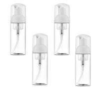 4Pcs Foaming Soap Dispenser, 50ml Travel Pump Bottles for Toiletries, Portable Foam Pump Bottle for Travel Size Hand Soap, Facial Cleanser, Shower Gel, Shampoo, Cleansing Mousse (Transparent)