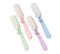 4pcs Foldable Hair Brush Portable Mini Massage Comb for Travel | Wheat Straw Build, Pocket Size Folding Structure, Bristle Protection and Scalp Stimulation