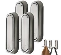 4Pcs Foldable Wall Hooks, Folding Coat Hooks Hold Up to 55 lbs/25 kg, Metal Foldable Wall Hook for Bathroom, Kitchen, Closet, and Bedroom, Easy to Install (Silver)
