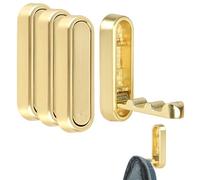 4pcs Foldable Wall Hooks for Hanging, Folding Hooks Wall Mount of Copper, Heavy Duty Gold Foldable Walls Hook for Bathroom Kitchen, Flip Down Hook for Wall Hanging Coat, Bag, Towel, Key (Gold)