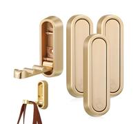 4pcs Foldable Wall Hooks for Hanging, Folding Hooks Wall Mount of Zinc Alloy, Heavy Duty Gold Foldable Walls Hook for Bathroom Kitchen, Flip Down Hook for Wall Hanging Coat, Bag, Towel, Key (Gold)