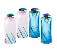 4PCS Foldable Water Bottle 700ml Portable Collapsible Water Pouch Reusable Soft Flask Water Bag for Outdoor Sports,Hiking,Travel,Cycling