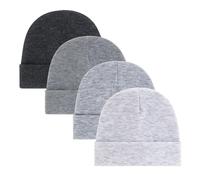 4Pcs Folding Cuff Infant Cotton Hats Stretchy Pullover Caps for Newborns Hospital Photoshoots Family Gatherings Outings Breathable Cotton Infant Headwear