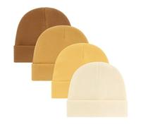 4Pcs Folding Cuff Infant Cotton Hats Stretchy Pullover Caps for Newborns Hospital Photoshoots Family Gatherings Outings Breathable Cotton Infant Headwear
