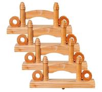 4pcs Folding Fan Stand Display Holder Wooden Japanese for Tabletop Use | 14x7x4cm Smooth Finish, Stable Base, Classic Style, Suits Collectors, Galleries, Museums and Exhibitions