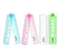 4PCS Folding Ruler 30cm, Foldable Plastic Ruler for School Student, Folds to 15 cm to Fit in Pencil Case, Flexible Geometric Rulers Straight Shatterproof For Maths, Office Stationery Supply