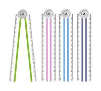 4PCS Folding Rulers 30 cm / 12 Inch - Shatterproof Plastic Foldable Ruler Set - 15 cm Compact Size When Folded - Transparent Geometric Rulers for School, Office, Drawing & Crafts