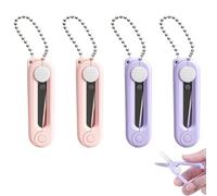 4PCS Folding Scissors, Mini Scissors with Keychain, Portable Travel Scissors in Pink and Purple, Foldable Small Scissors for Crafting, Office, and Household Cutting Tasks, Compact 15 * 11 cm Size