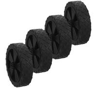 4pcs Folding Wagon Cart Replacement Wheel 5 Inch Rubber Spare | Wear-resistant Tread, Metal Construction, Quick Fitting, Black Finish, Suitable for Garden Utility Carts and Sandy Beaches