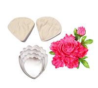 4pcs Fondant Peony Flower Stainless Steel Cutter Set 2pcs Gum Paste Flower Silicone Mould Sugarcraft Flower Veining Mold Making Tool for Wedding Cake Decorating,Chocolate,Sugar,Clay