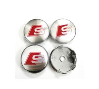 4pcs For Audi S-line Wheel Hub Centre Caps 60mm Silver/Red A3 A4 A5 A6