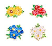 4pcs Forget Me Not Pin Badge, Floral Series Enamel Brooches, Elegant Dementia Badge for Clothing Decoration, Versatile Pin Badges for Jackets, Scarves, and Bags, Memorial Pins Gift for Clothing