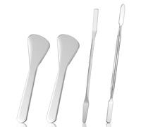 4PCS Foundation Spatula Make up Cosmetic Spatula Stainless Steel Facial Beauty Spatulas Tiny Makeup Palette Mixer Face Cream Skincare Applicator Reusable Facial Massage for Mixing Sampling Eye Cream