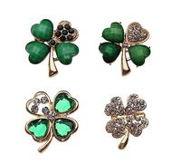 4pcs Four Leaf Lucky Brooch Lapel Pin Shamrock Badge Backpack Decoration Jewelry Patrick's Day Accessories Lapel Pin for Women