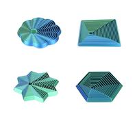 4pcs Fractal Hexagon Fidget Toys, Whirling Spiral 3D Printed Sensory Fidget Star Desk Toys for Kids Adults Calm Focus Home Office Gift (Blue, Green)