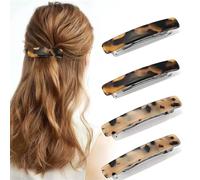 4PCS French Design Hair Barrette - Tortoise Shell Celluloid Rectangle Hair Clips for Women - Suitable for Fine and Thick Hair - Elegant Hair Clips Women and Hair Barrettes for Women