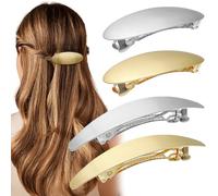 4Pcs French Metal Oval Hair Barrettes for Women, 3 Inch 4 Inch Large Metal Hair Clip Vintage Hair Pins Decorative Wedding Prom Formal Hair Accessories for Long Thick Hair Women