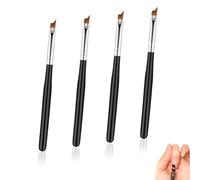 4Pcs French Tip Brush,French Tips Nail Brush, Oblique Thin Head Manicure Nail Brushes Kit Black Non-Slip UV Gel Nails Drawing Pen Tool Accessories Easy to Car Suitable for Daily Life,Travel,Nail-Salon