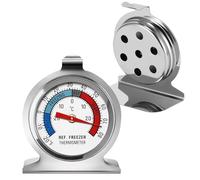 4Pcs Fridge Thermometer, 6.2 * 8cm Stainless Steel Large Dial Temperature Gauge Easy Read Hang Up Or Stand Range -30°C-30°C for Supermarket Freezer Home Refrigerator Medicine Cabinet