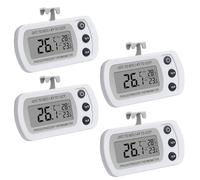 4PCS Fridge Thermometer Digital, Refrigerator Thermometer, IPX3 Waterproof Freezer Thermometer, Min/Max °C/°F Function, With LCD Display & Hook & Stand for Refrigerator Freezer