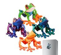 4pcs Frog Shape Fridge Magnet, 3d Printed Magnetic Frog Refrigerator Magnet, Realistic Animal Statue with Movable Joint, Magnetic Accessory for Fridge Memo Board Whiteboard Office Dorm Room