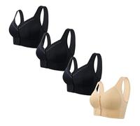 4PCS Front Fastening Bras for Women UK Clearance Wireless Bras Wide Straps Push Up Bra Non Wired Comfortable Support Underwear Comfy Everyday Bra Bralettes for Daily