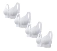 4PCS Front Fastening Bras for Women UK Clearance Wireless Bras Wide Straps Push Up Bra Non Wired Comfortable Support Underwear Comfy Everyday Bra Bralettes for Daily