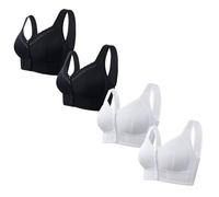 4PCS Front Fastening Bras for Women UK Clearance Wireless Bras Wide Straps Push Up Bra Non Wired Comfortable Support Underwear Comfy Everyday Bra Bralettes for Daily