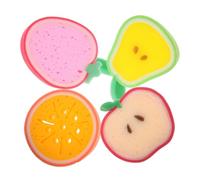 4pcs Fruit Kitchen Cleaning Sponge for Dishes, Washable Reusable | Thick Sponge Material, Wipes Dirt and Grease, for Tablets and Walls, Thorough Cleaning Support