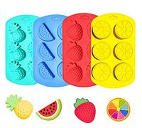 4PCS Fruit Silicone molds Chocolate Moulds ice Cube Trays Incude Watermelon, Pineapple, Lemon, and Strawberry Shapes to Make ice Cubes, Candies, Chocolates,Ramdon Color