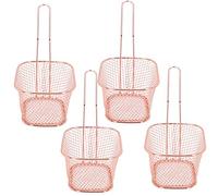 4pcs Fry Basket, Stainless Steel French Fries Holder 4pcs Selling French Fries Basket Fried Food Deep Fryer Parts & Accessories Fried Food Table Serving Net S Er Kitchen Cooking (Rose Gold)