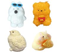 4PCS Fufu Squishy, Taba Squishy Kit, Taba Squishy, Cute Hamster Squeeze Compact and Flocking Animal Stress Relief Toys for Stress Relief Children and Adults Birthday Gifts