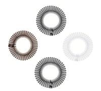 4pcs Full Circular Stretch Comb Set - Hair Combs with Teeth, Flexible Plastic Headbands in Black, Brown & White - Perfect for Styling