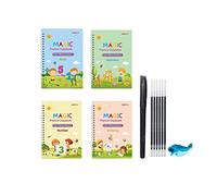 4PCS Fullofcarts Writing Books, Magical Handwriting Workbooks Handwriting Practice Magic Copybook, Reusable Handwriting Workbooks, Aid Magic Pen Grooves Template Design, Learning Resources for Kids