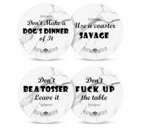 4PCS Funny Coasters, Absorbing Stone Funny Drink Coasters Set, Navelty Coasters for New Home Apartment Kitchen Gift, Unique Gift Ideas for Women Men Work Colleagues Friends