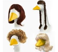 4PCS Funny Geese Costume Accessories for Pet Comfortable Soft Polyester Party Dress Up Wigs Set with Soft Materials Pet Wigs Geese Headdress Set
