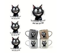 4pcs Funny Gifts Black Cat UV DTF Cup Wraps Winter UV DTF Transfer Waterproof Sticker for Glass Cups Furniture Craft DIY Crafts，Rub on Transfer Stickers for DIY Water Bottle Laptop Decal Wood Car