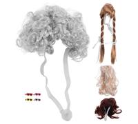4pcs Funny Goose Wig Set with Curly Bob Braid for Lawn Goose