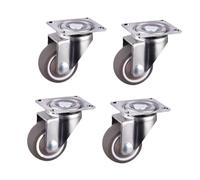 4pcs Furniture Casters Wheels Soft Rubber Swivel Caster Silver Roller Wheel For Platform Trolley Chair Household Accessori(B,1.5 inch)