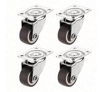 4PCS Furniture Casters Wheels TPR Soft Swivel Caster Silver Roller Wheel with Brake for Platform Trolley Chair