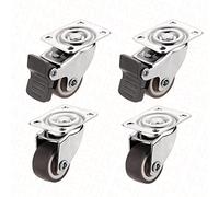 4PCS Furniture Casters Wheels TPR Soft Swivel Caster Silver Roller Wheel with Brake for Platform Trolley Chair