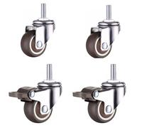 4Pcs Furniture Castor Wheel,Heavy Duty Swivel Caster Wheel,M6/M8/M10 Threaded Stem Castors With Brakes,360° Rotation Dolly Wheels,Replacement DIY Industrial Casters(2 Universal 2 Brake,1.5inch M8)