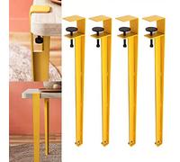 4pcs Furniture legs,Iron Adjustable Table Clamp Legs, Metal F-Shape Dining Desk Legs, No Punching Design Desktop Iron Support Feet with Floor Protectors(40cm, Yellow)