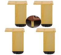 4pcs Furniture Legs Metal Aluminum Cabinet Feet, Gold Finish Square Support Leg Adjustable Height DIY Home Sofa Feet Bathroom Cabinet,12cm(4.7in)
