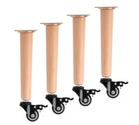4Pcs Furniture Legs with Casters with Brake,Solid Wood Cabinet feet Replacement of Table Couch Desk Bed Legs Furniture Risers Furniture Feet Mobile Beech Wood Sofa Legs Straight Taper (70CM)