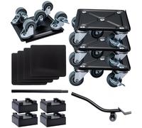 4Pcs Furniture Sliders Moving Wheels Kit Moving Roller Kit Mover Tool Set Furniture Lifter Casters Kits 360 Degree Rotatable Pads for Sofas Couches Refrigerators (Black)