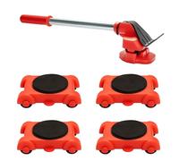 4Pcs Furniture Sliders Moving Wheels Kit Moving Roller Kit Mover Tool Set Furniture Lifter Casters Kits 360 Degree Rotatable Pads for Sofas Couches Refrigerators (1 Red)