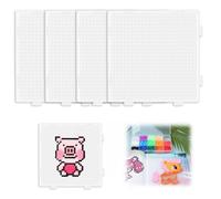 4pcs Fuse Beads Boards Pegboard 2.6mm Mini Square Hama Beads Board Set Transparent Plastic Bead Pin Plates Craft Activities Pegboard for Kids Children Hand DIY Handmade Art Products